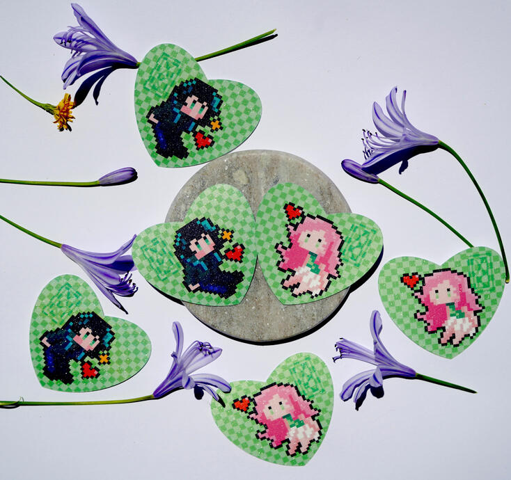 Green Yuri Shimmer Stickers